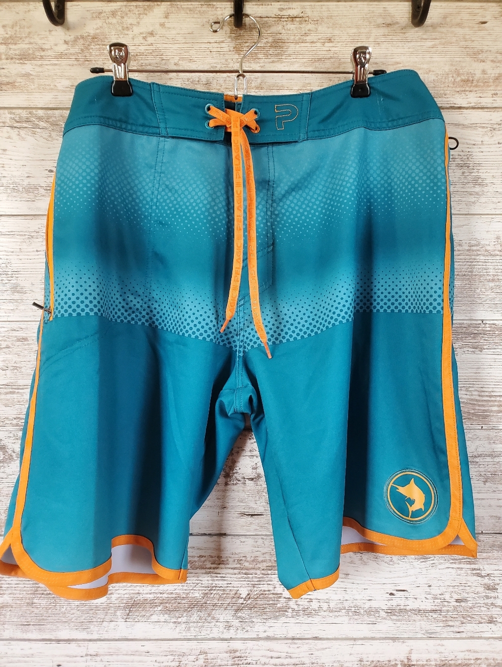 Pelagic The Wedge Boardshorts Blue Orange Ombre Fishing Shorts Trunks Mens